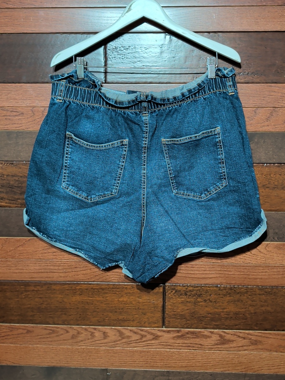 No Boundaries Dark Blue Denim Paperbag Waist Shorts - Picture 8 of 10